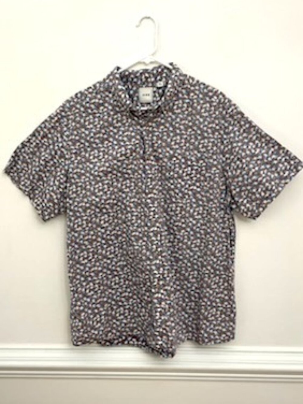 ROWM Men's Short Sleeve Shirt Inside Out Patterned Button-Down Size XXL Cotton